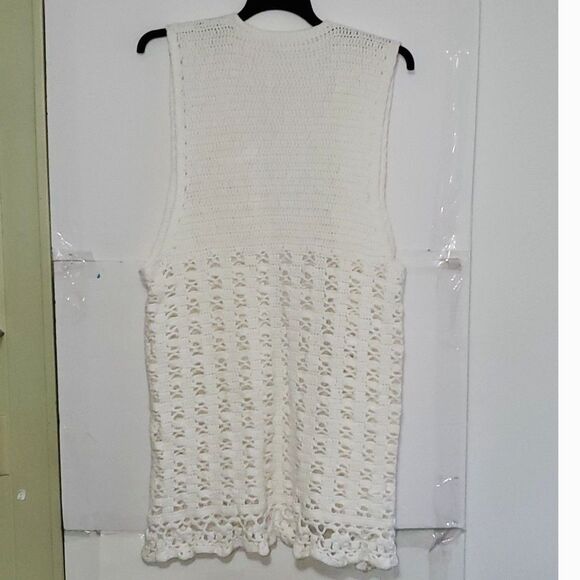 A Women's Sweater Vest Hand Made Hippie 60's Boho Granny Core Long Line XL - Picture 11 of 12